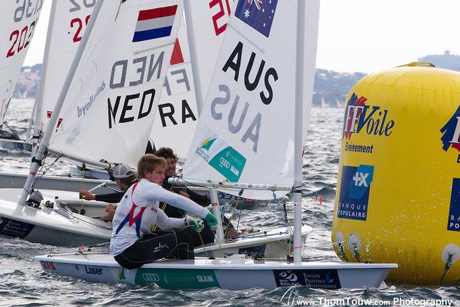 Matthew Wearn in the Laser fleet in Hyeres - ISAF Sailing World Cup Hyeres 2013 © Thom Touw http://www.thomtouw.com